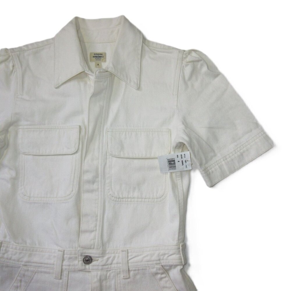 NWT Citizens of Humanity Miki in White Willow Denim Jean Wide Leg Jumpsuit 4 - Picture 7 of 11